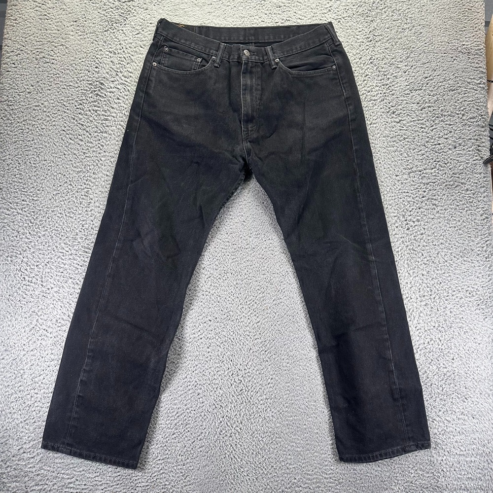 Levi's 505 Jeans Mens 38x32 Black Cotton Denim Straight Leg Travel Workwear